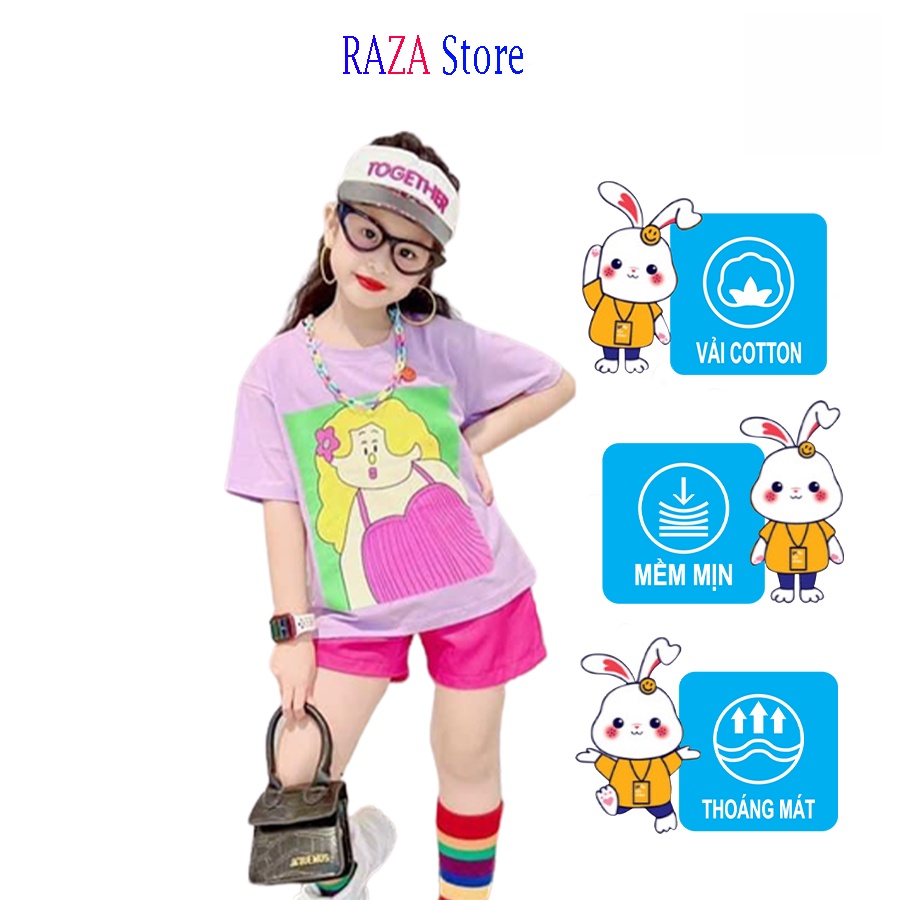 Đồ bộ bé gái RAZA Store chất Vải 100% coton cao cấp cho bé 16-36kg RZM3
