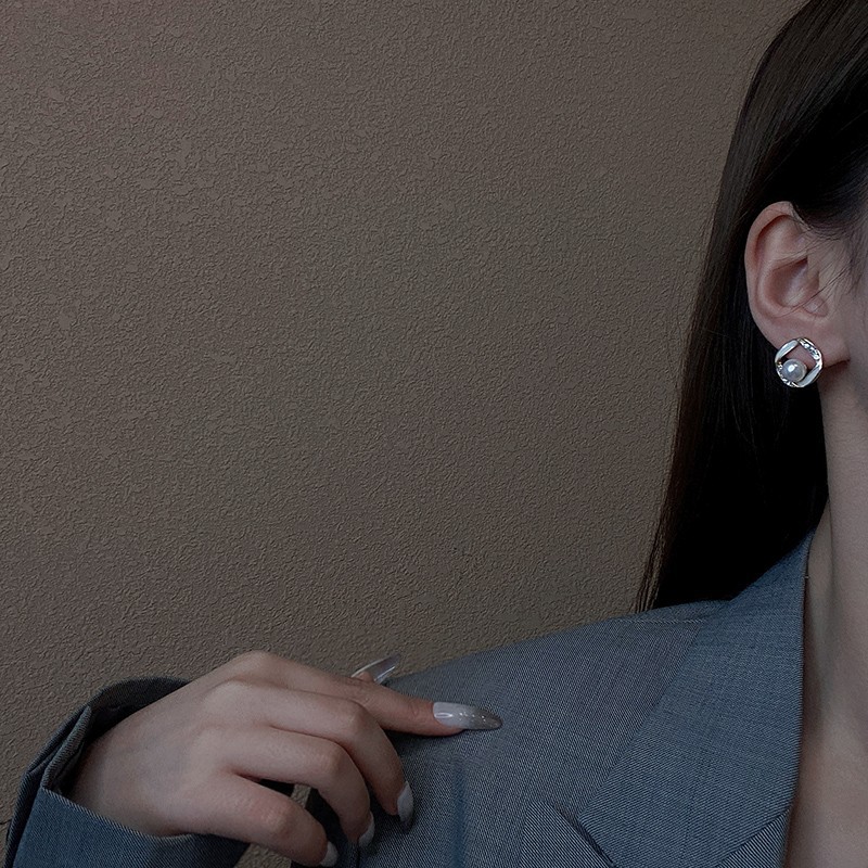 Bông tai đính ngọc nhân tạo thời trang phong cách Hàn Quốc