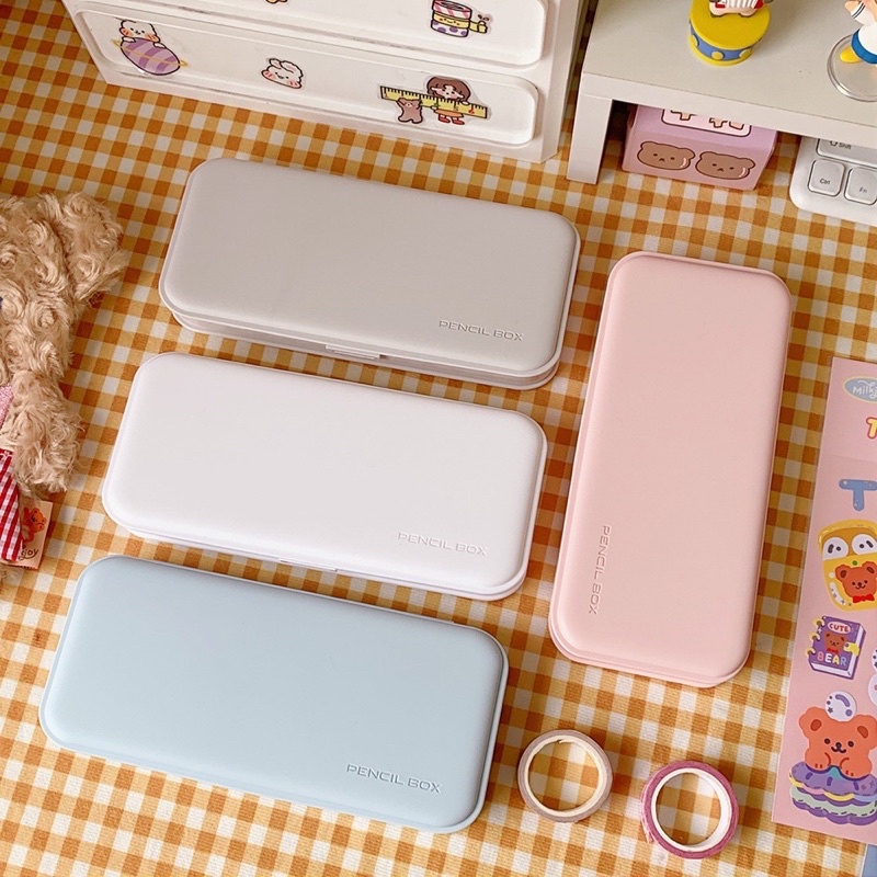 Hộp đựng bút học sinh pencil box, hộp bút trơn, dễ dàng dán sticker xinh xắn