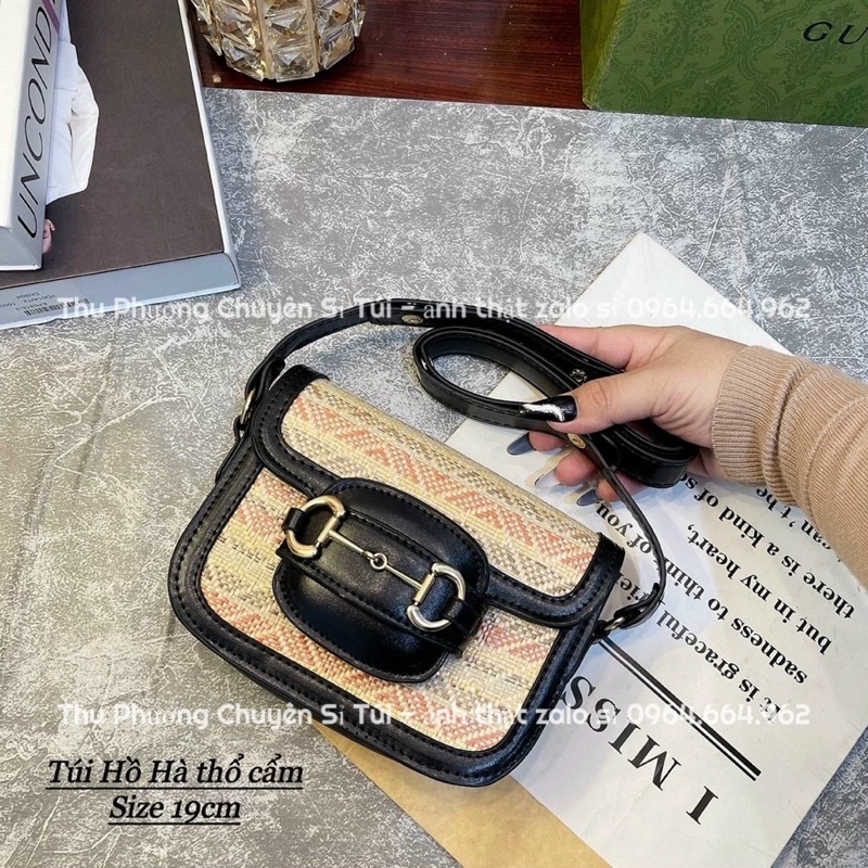 Túi xách hà hồ D nối phối màu size 20, hàng loại đẹp bản dây thông minh chỉnh ngắn dài (kèm ảnh thật)