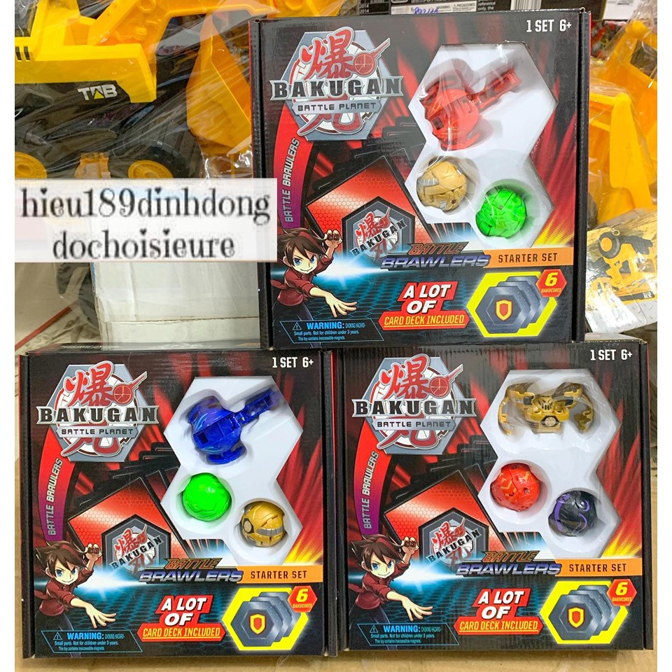 Hộp 3 chiến binh bakugan kèm thẻ bài và bùa hỗ trợ năng lực (ảnh thật và video)