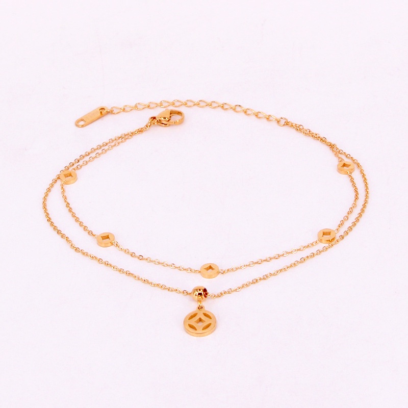 [FreeShip] Lắc chân nữ titan bốn đồng xu thời trang O1-206 - CAM KẾT KHÔNG BAY MÀU