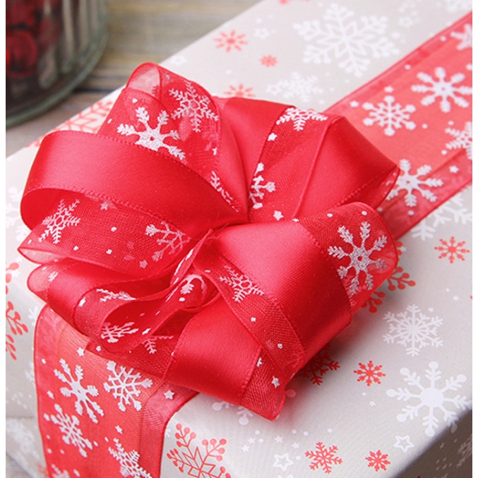 Ruy Băng Voan Bông Hoa Tuyết RB58 Trang Trí Noel Giáng Sinh