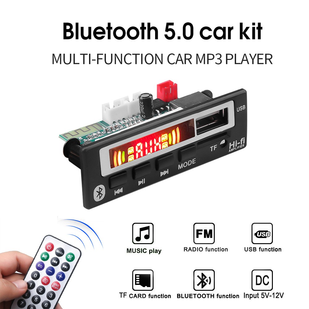 Mô Đun Giải Mã Radio Bluetooth Không Dây 5v 12v Mp3 Wma Mp3 Kèm Điều Khiển Từ Xa Cho Xe Hơi
