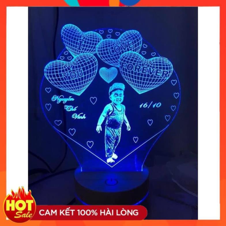 [SHOP UY TÍN] [HÀNG ĐỘC] Đèn LED 3D Khắc Hình Theo Yêu Cầu, Đèn led 3d, Quà valentine