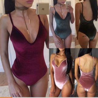 Body suit nhung 2 dây sexy đủ mầu đủ size