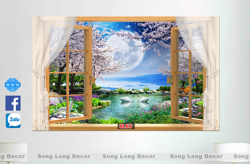 [Mã SKAMLTSM9 giảm 10% đơn 99K] Tranh Dán Tường Cửa sổ Thần Tiên - SL65-Tranh 3d Phòng Ngủ - Song Long Decor