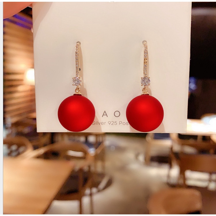 BÔNG TAI HẠT CHÂU ĐỎ HÀN QUỐC