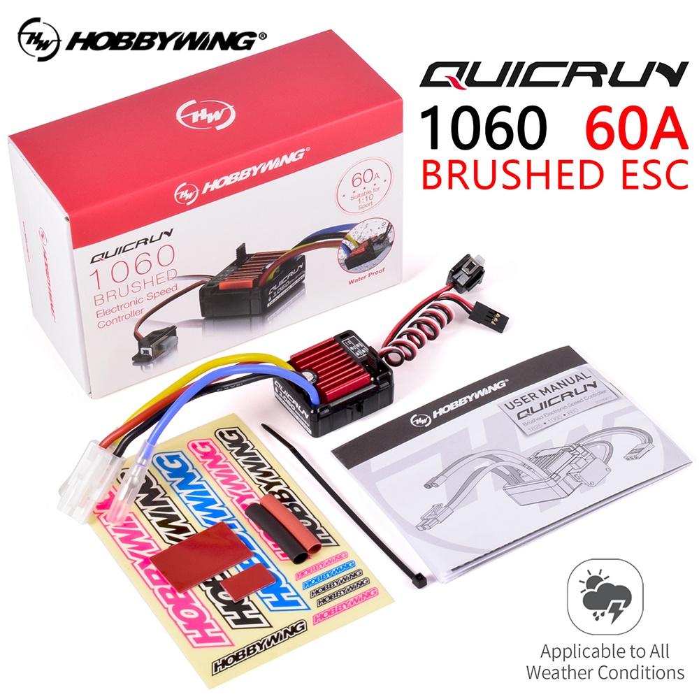 Bộ Điều Tốc Không Chổi Than QuicRun 1060 60A ESC Chống Thấm Nước Cho Xe Hơi Điều Khiển Từ Xa 1: 10