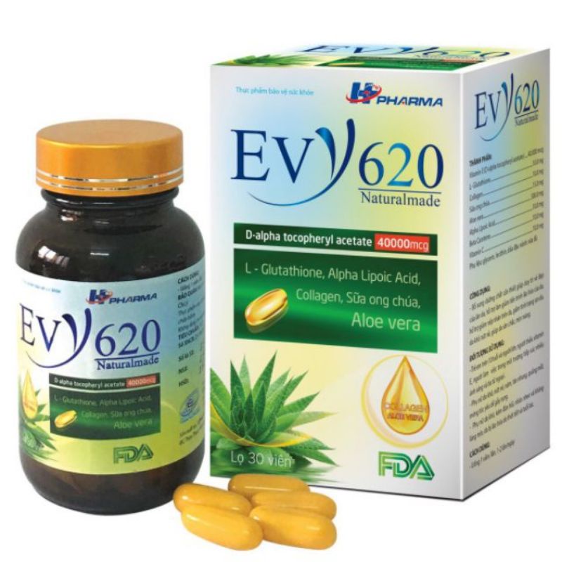 EVY 620 bổ sung vitamin E tự nhiên hỗ trợ sáng da- đẹp tóc - chống lão hóa lọ 30 viên