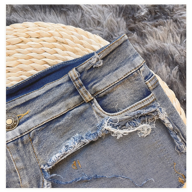 DUNEA Quần Đùi Denim Lưng Cao Phong Cách Đường Phố Quyến Rũ Cho Nữ