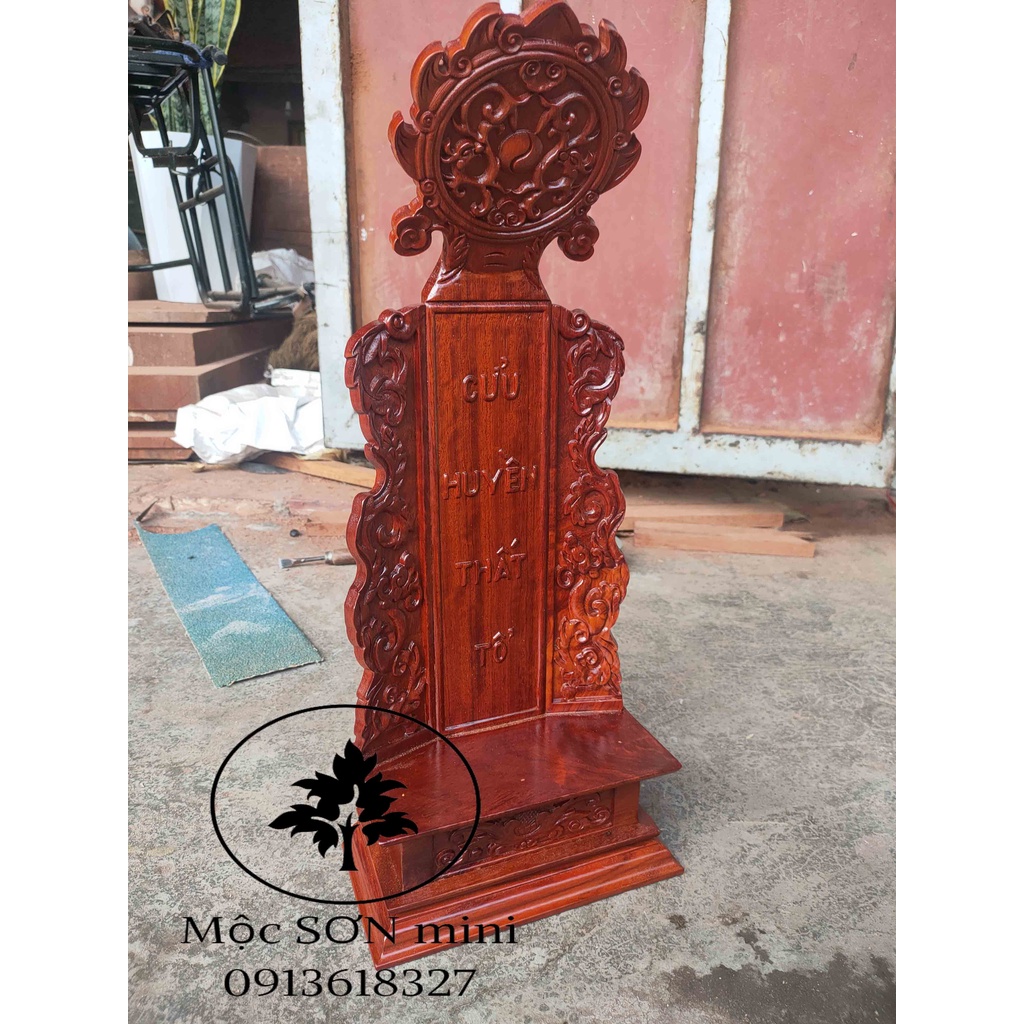 Bài vị thờ cửu huyền thất tổ hoa lá tây gỗ hương,bài vị đế phẳng cỡ cao 49cm