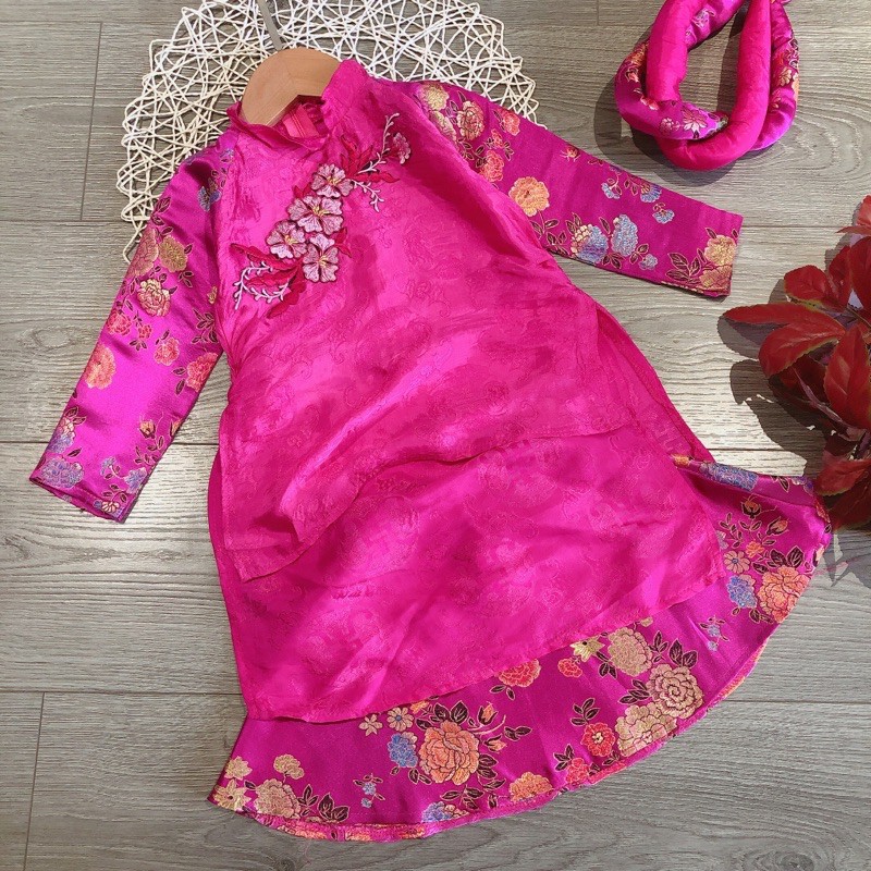 Áo dài tơ tằm bé gái