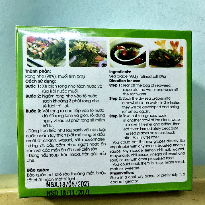 Hộp 220g 11 gói Rong nho tách nước Sea Việt thơm ngon giàu dinh dưỡng | BigBuy360 - bigbuy360.vn