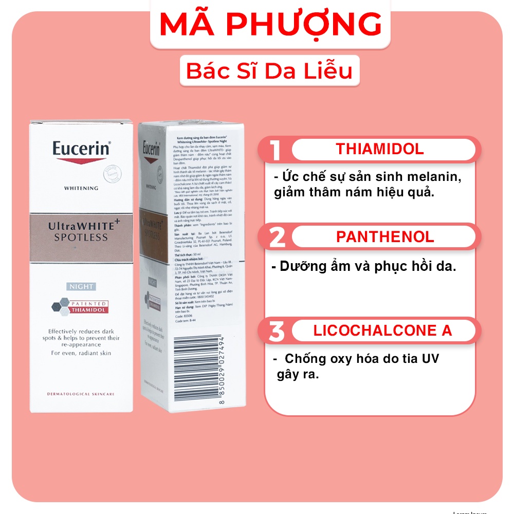 Kem dưỡng trắng da ban đêm EUCERIN UltraWHITE+ SPOTLESS Night