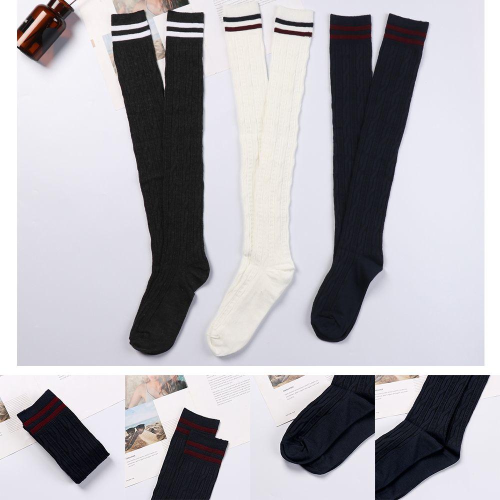 Vớ Cotton Dài Qua Gối Kẻ Sọc Ấm Áp Cho Nữ