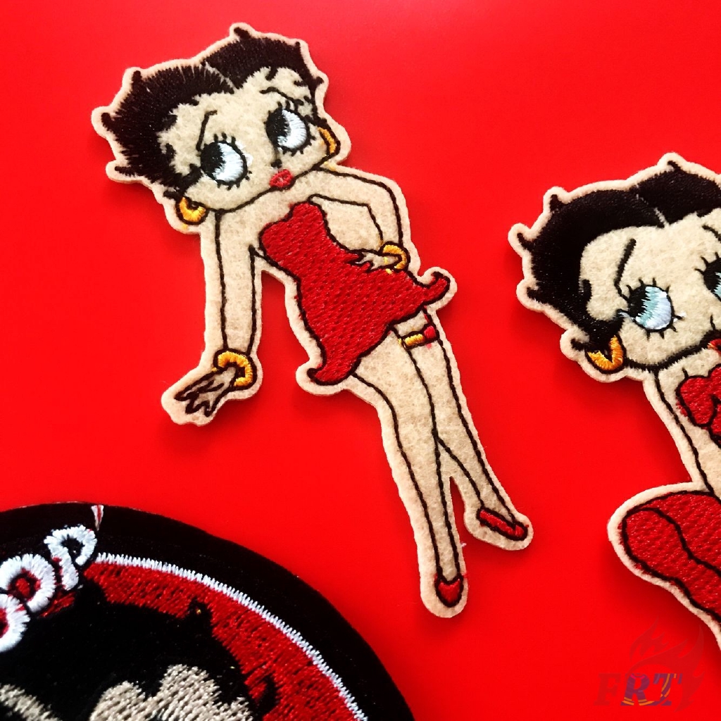 Miếng vá ủi thêu trang trí quần áo hình Betty Boop DIY