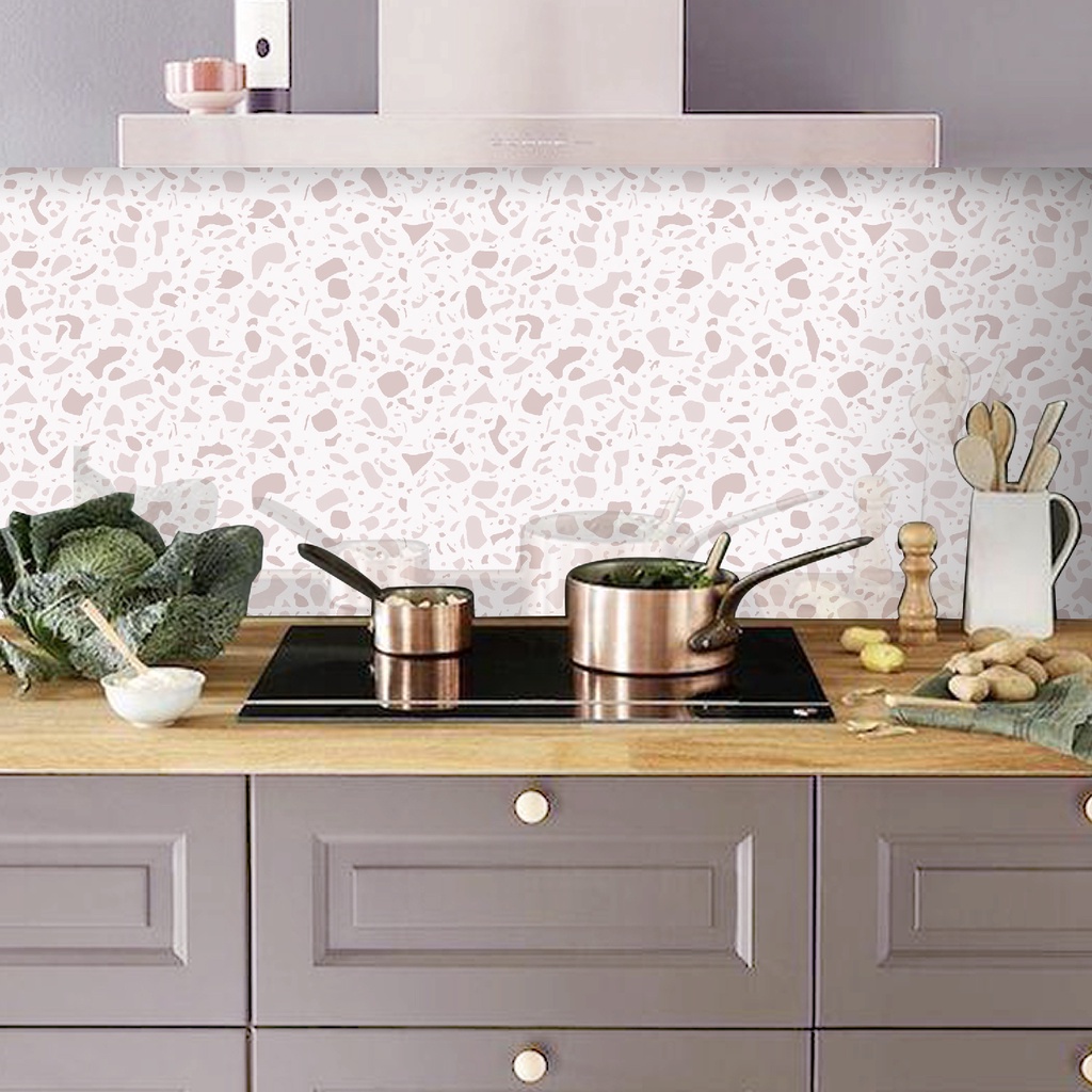 Giấy Dán Bếp chịu nhiệt chống dầu mỡ, dễ lau chùi, decal dán bếp nhiều mẫu Châu Âu Terrazzo DGB-A01DB | BigBuy360 - bigbuy360.vn