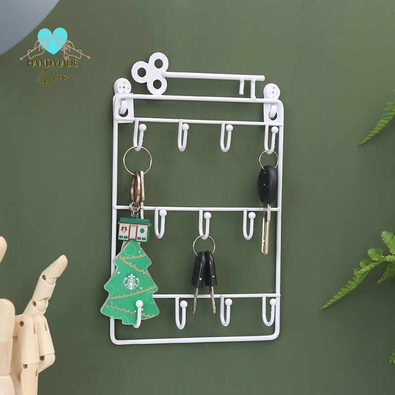 Kệ treo đồ, móc khóa,trang sức bằng thép hợp kim phủ sơn tĩnh điện treo tường đa năng, decor không gian sống