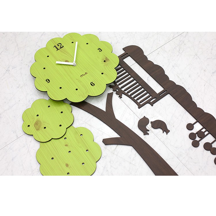 Đồng hồ treo tường Kim Trôi, đồng hồ trang trí nhà cửa hình cây - Tree wall clock kèm 3 khung ảnh- M16