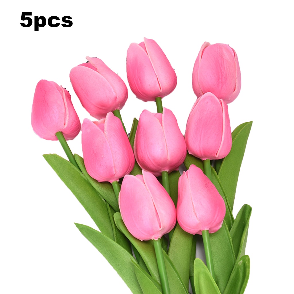 Bộ 5 Bông Hoa Tulip Giả Bằng Nhựa Sống Động Như Thật Trang Trí Nhà Cửa