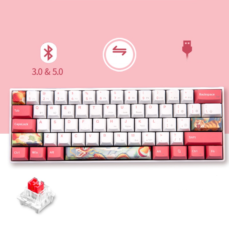 Bàn phím cơ không dây Dual Mode Newmen GM610Dy (MX Hotswap, Bluetooth 5.0, Layout Mac & Win, Keycap PBT Cherry Profile )