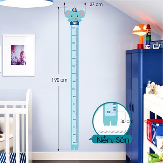 Decal dán tường hình con vật đo chiều cao bé