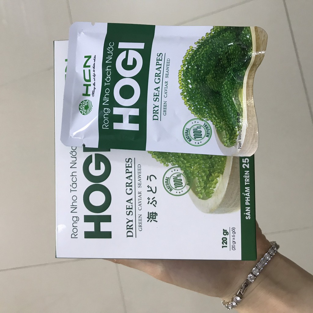 Rong nho tách nước Hogi, rong nho tách nước giàu dinh dưỡng hộp 6 gói