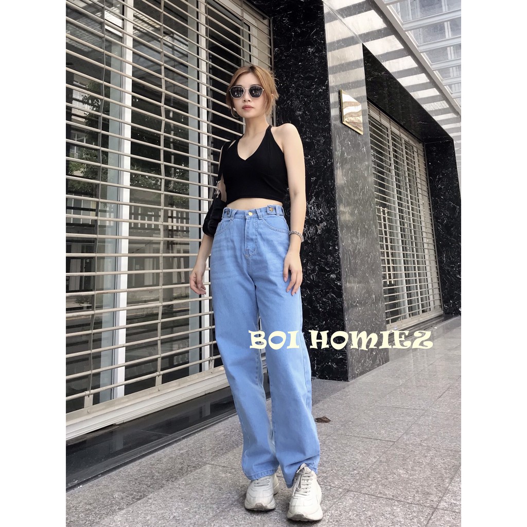 [CLIP THẬT] Quần Jeans nữ ống rộng Simple Jeans lưng cao dáng suông cao cấp, unisex ( MÀU NHẠT)