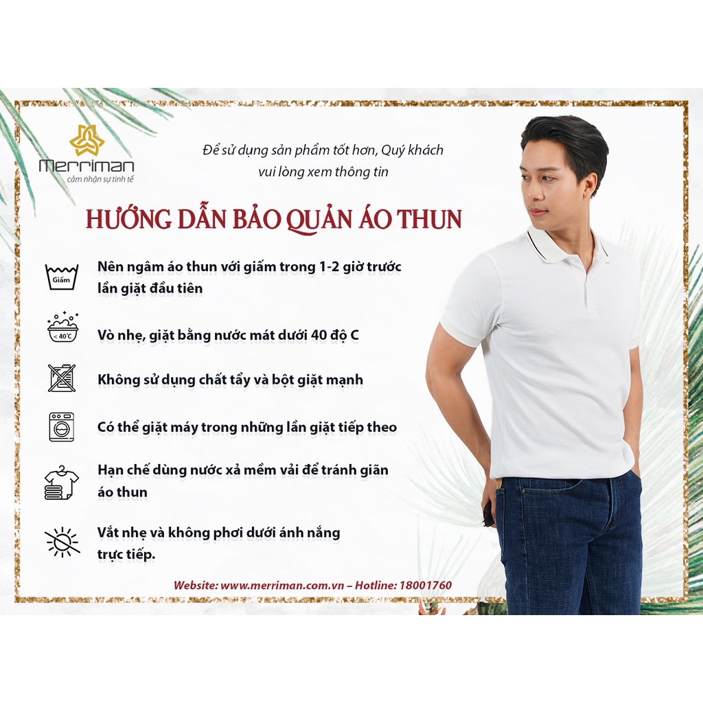 Áo thun polo nam có cổ Merriman mã THMTS047 màu hồng cam