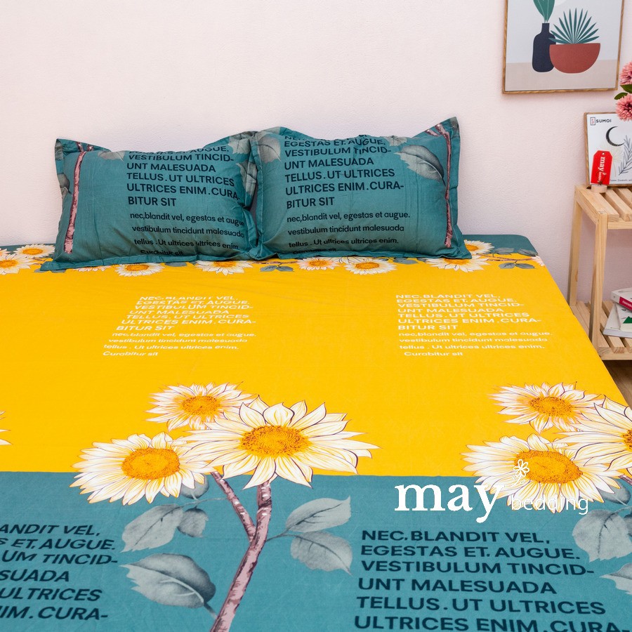 Drap trải giường May Bedding ga bọc nệm kèm 2 vỏ gối poly cotton kích thước m6 hoặc m8 nhiều mẫu | BigBuy360 - bigbuy360.vn