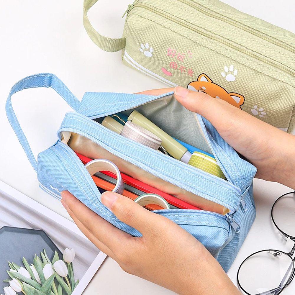 Túi Đựng Bút Bằng Vải Canvas Họa Tiết Động Vật Hoạt Hình Dễ Thương