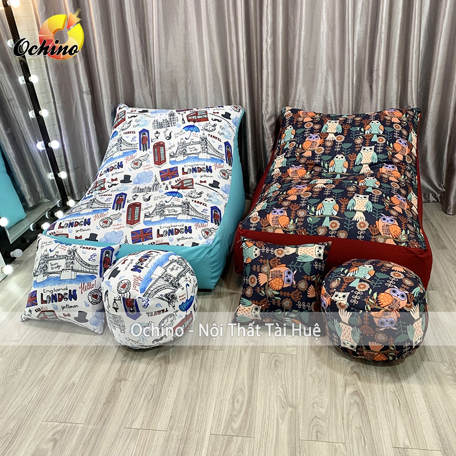 Ghế Lười Sofa Giường Kèm Hạt Xốp Thư Giãn Có 2 Lớp Cao Cấp, Ghế Hạt Xốp Họa Tiết Hiện Đại (Đủ Mẫu)