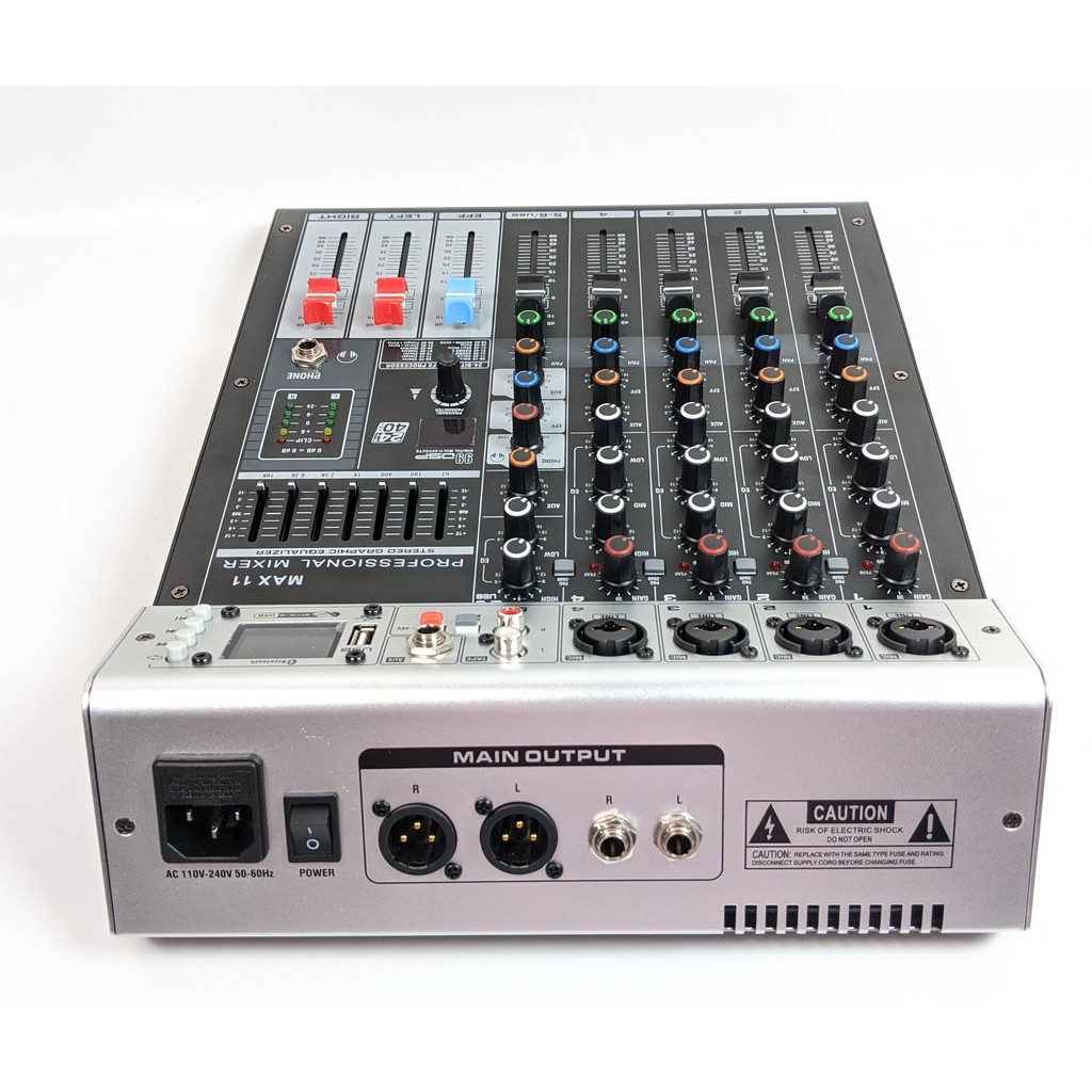Mixer Max 11 - 6 kênh  kết nối Bluetooth, USB - 99 hiệu ứng van