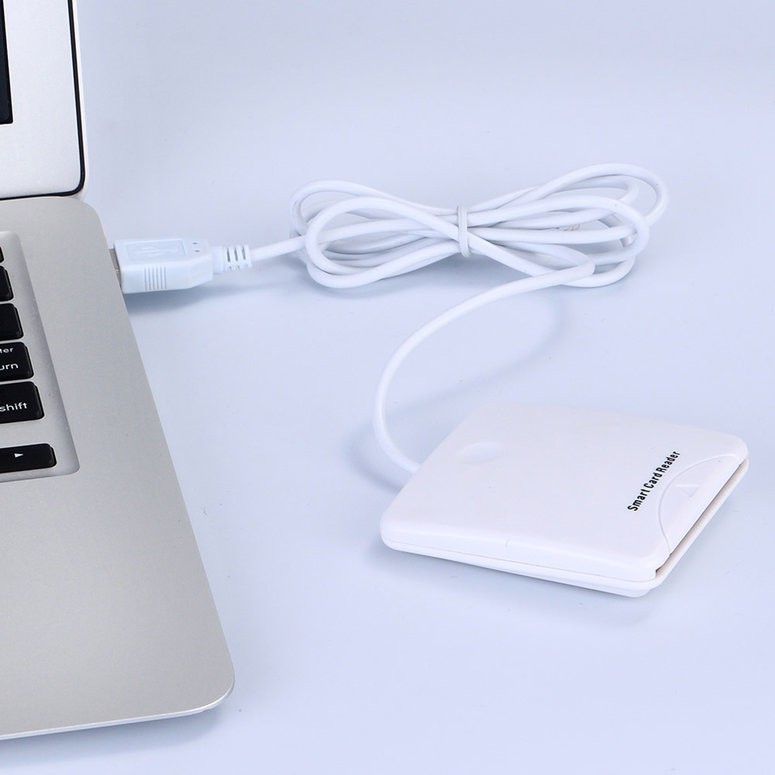 White ABS USB Contact Smart Chip Card IC Cards Reader With SIM Slot