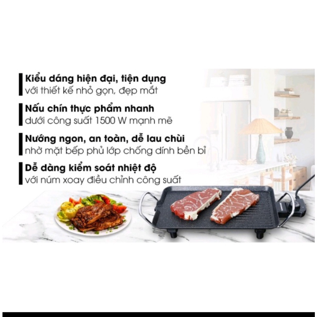 Bếp nướng điện không khói Sunhouse, Vỉ nướng điện chống dính đa năng bêp nướng, BBQ, thịt, rau củ bảo hành 12 tháng