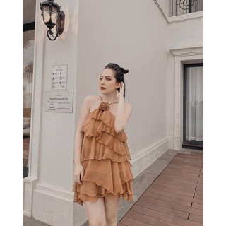 Set áo tầng gắn hoa + quần váy tầng
