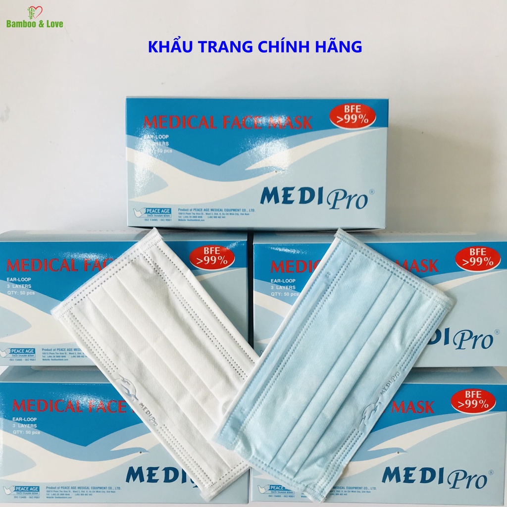 Khẩu trang y tế cao cấp Medi Pro 3 lớp - chính hãng cty Thời Thanh Bình (hộp 50 cái)