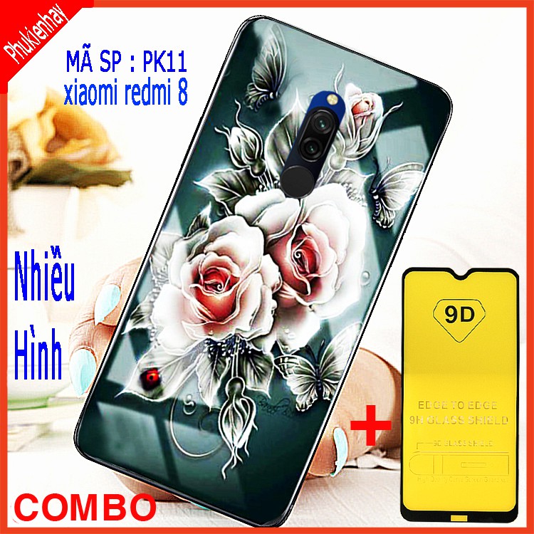 COMBO ỐP LƯNG XIAOMI REDMI 8 (ốp kính 3D thế hệ mới + kính cường lực 9D) EDUCASE66