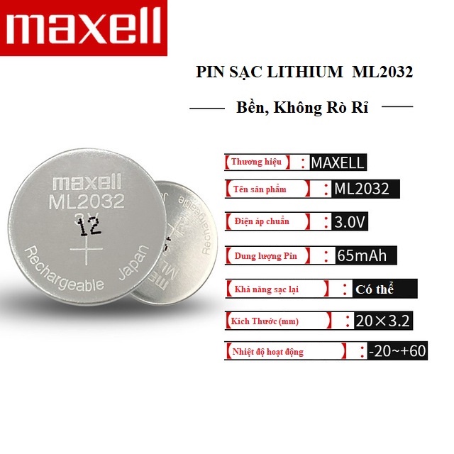 [CHÍNH HÃNG] Pin Sạc Maxell2032 Lithium 3V Maxell ML2032, Pin Cúc Áo Sạc ML2032 3V