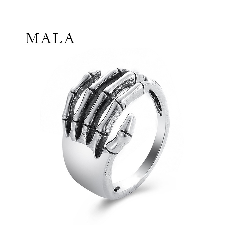 Nhẫn MAYEBE LAVEND hình xương bàn tay thời trang hiphop cổ điển có thể điều chỉnh kích cỡ