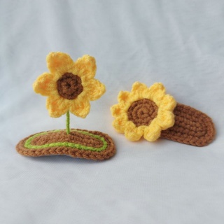 Kẹp tóc len hoa hướng dương Handmade