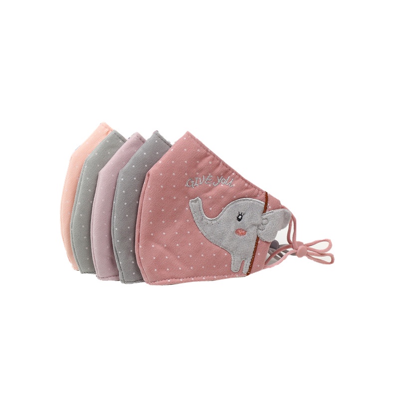Khẩu Trang cotton Chống Bụi Thoáng Khí In Hình Chú Voi Dễ Thương Có Thể Tái Sử Dụng Cho Bé 3-10 Tuổi