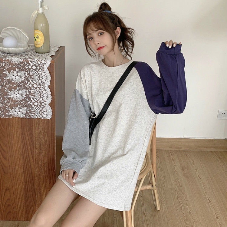 Áo Thun Tay Dài Phối Màu Sắc Tương Phản Cá Tính 198524 Áo Nỉ Form Rộng Thời Trang Hàn Quốc Dễ Phối Đồ