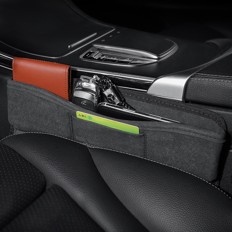 Hộp đựng đồ SEAMETAL bằng da PU đa năng gắn khe hở ghế ngồi xe hơi