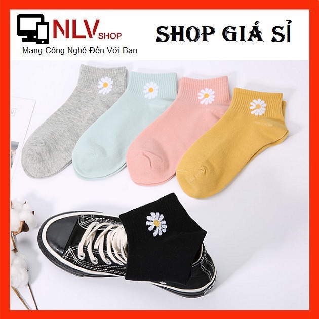Combo 10 Đôi Tát Vớ Cổ Ngắn Hoa Cúc Nhiều Màu