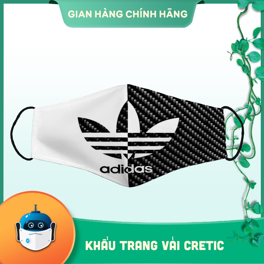 khẩu trang 3d chính hãng In Hình Adidas_141 CRETIC Vải Cotton 100%, Kháng Khuẩn, Không Đau Tai, Dễ Thở Dành cho Nam Nữ