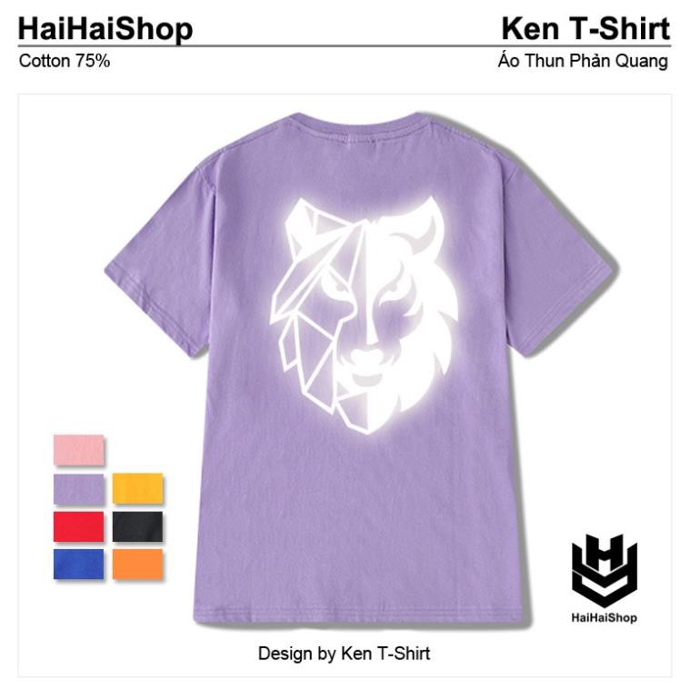 Áo Thun Nam Phản Quang Chó Sói Hai Mặt Cotton 75%, Áo Thun Form Rộng Unisex, Áo Thun Nam Nữ