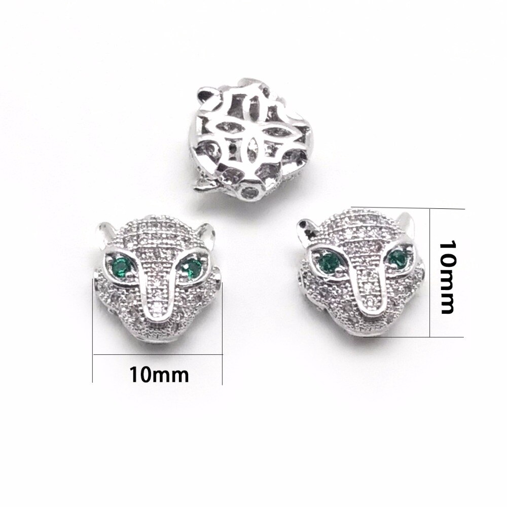 Charm bằng đồng hình đầu báo khảm đá zirconia lấp lánh thời trang làm trang sức thủ công cho nam