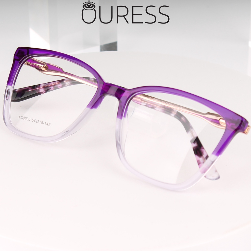 Gọng kính nhựa acetate ac8030 thời trang nữ cao cấp trendy dáng mắt mèo sành điệu OURESS